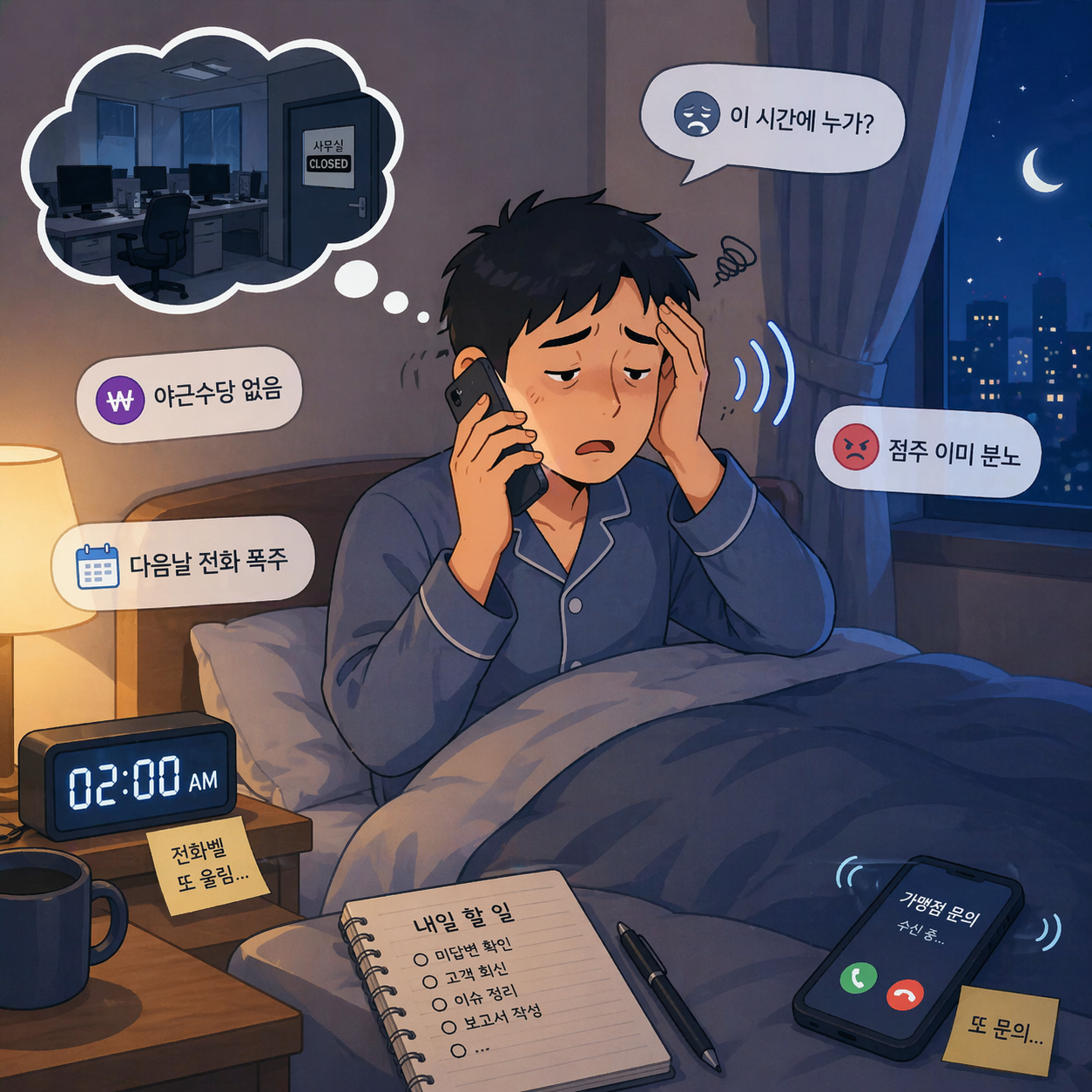 야간 응대 문제 상황